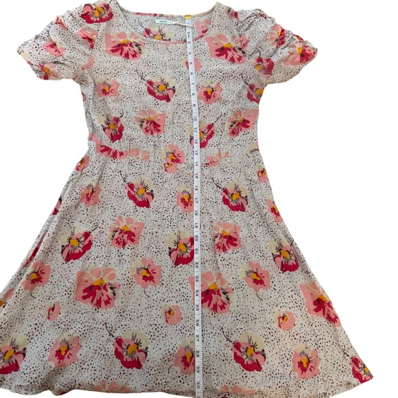Kimchi Blue Silk Blend Floral Puff Sleeve Mini Dress Multicolor Size 4 - Picture 8 of 8